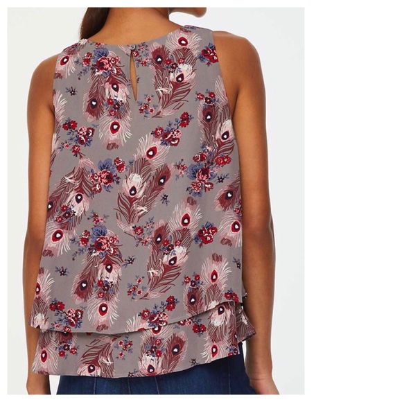 LOFT floral and feather print sleeveless tops - Picture 2 of 3